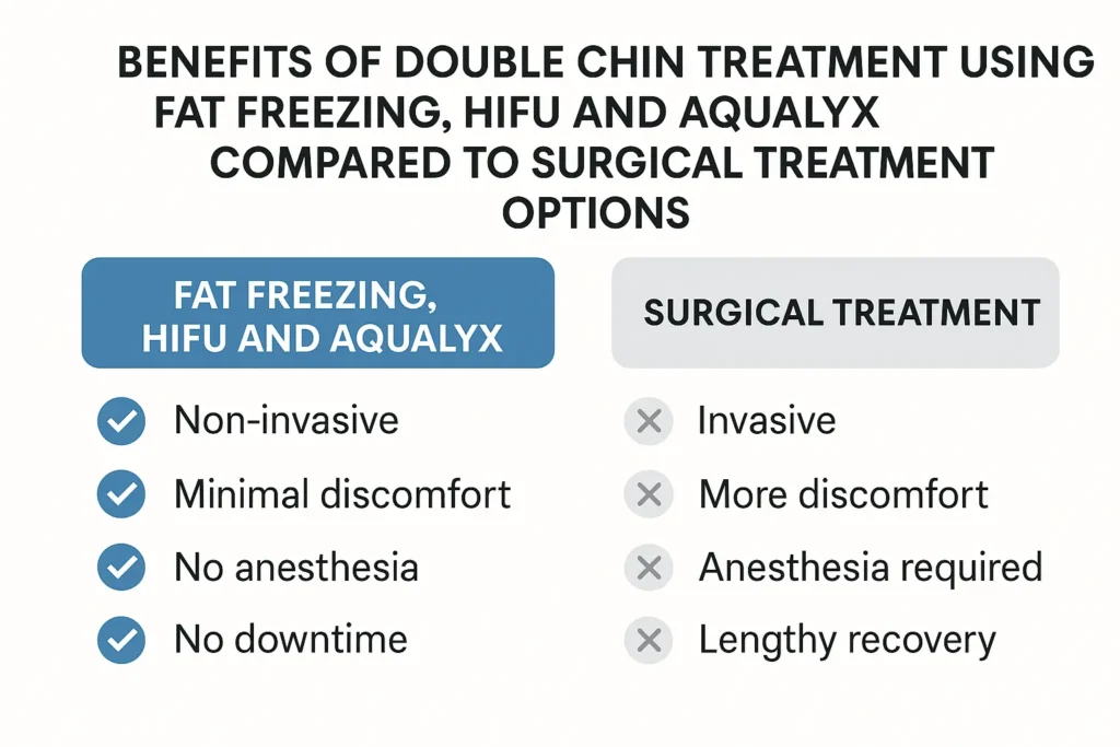 Graphic about the benefits of double chin treatment Whitley Bay - from LA LIPO