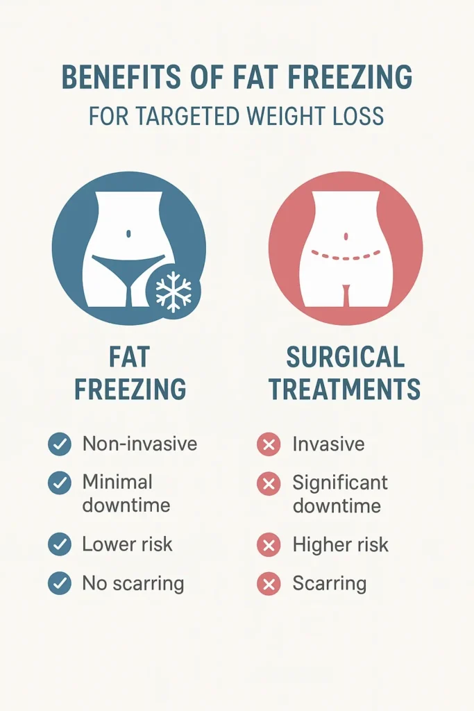 graphic showing the benefits of fat freezing Whitley Bay
