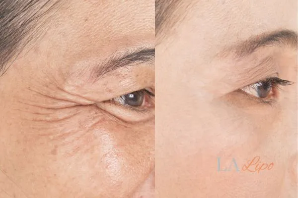 Before and after results of woman - HI-fu wrinkles reduction treatment Whitley Bay