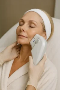 Woman receiving HIFU non surgical facelift treatment Whitley Bay