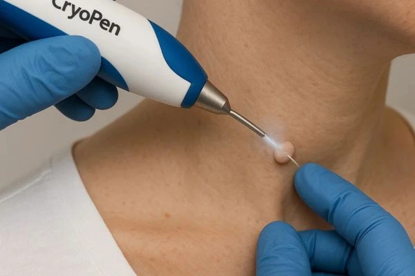 Person receiving Cryotherapy skin tag removal Whitley Bay