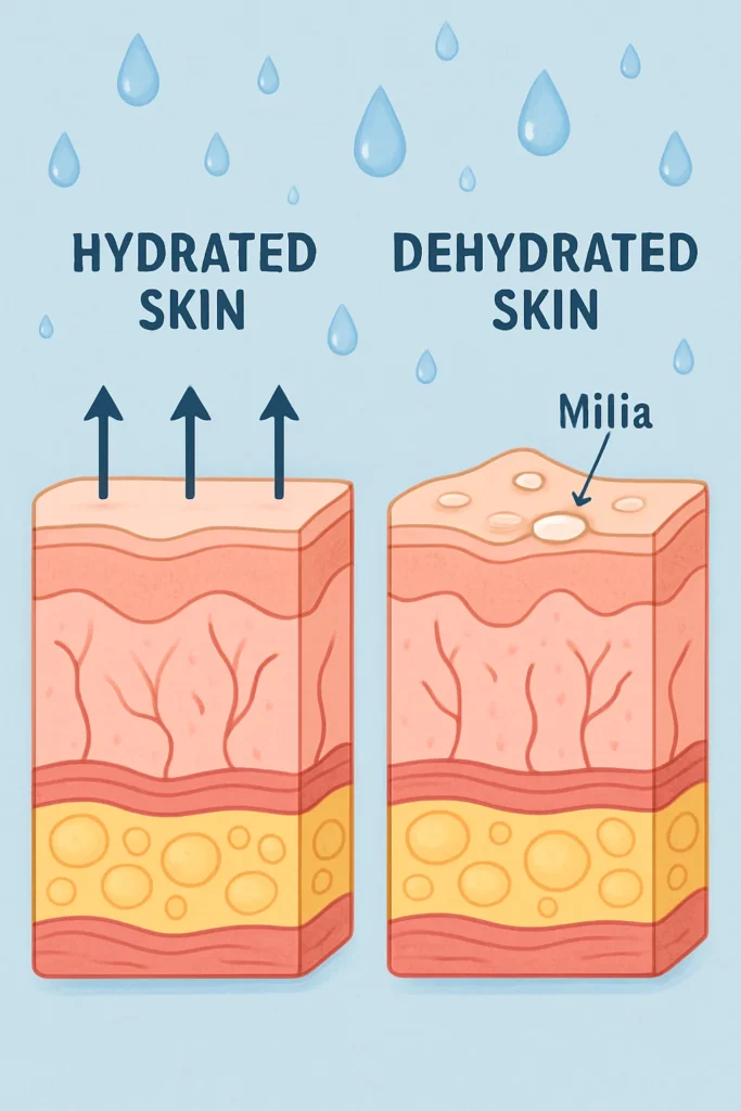 The importance of hydration and milia production Whitley Bay