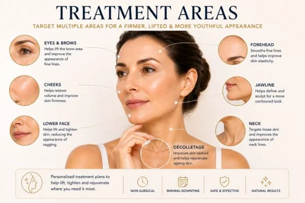Areas of treatment for the ultimate lift tighten treatment Whitley Bay