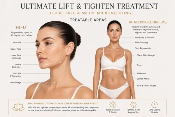 Areas of the body that can be treated - ultimate skin tighten treatment Whitley Bay